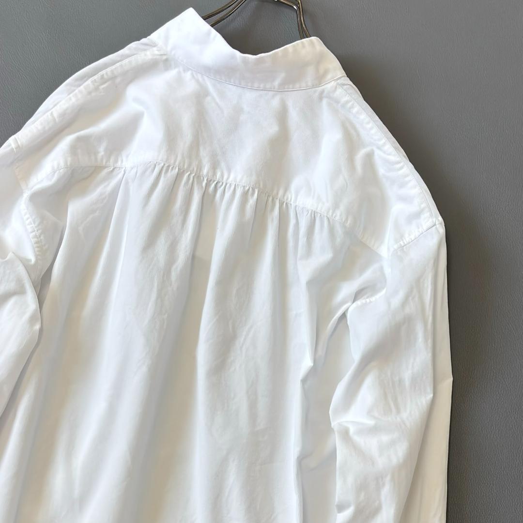 ブリエンヌパリディス スキッパーカラーシャツ 細畝コーデュロイ 白 XL tx6