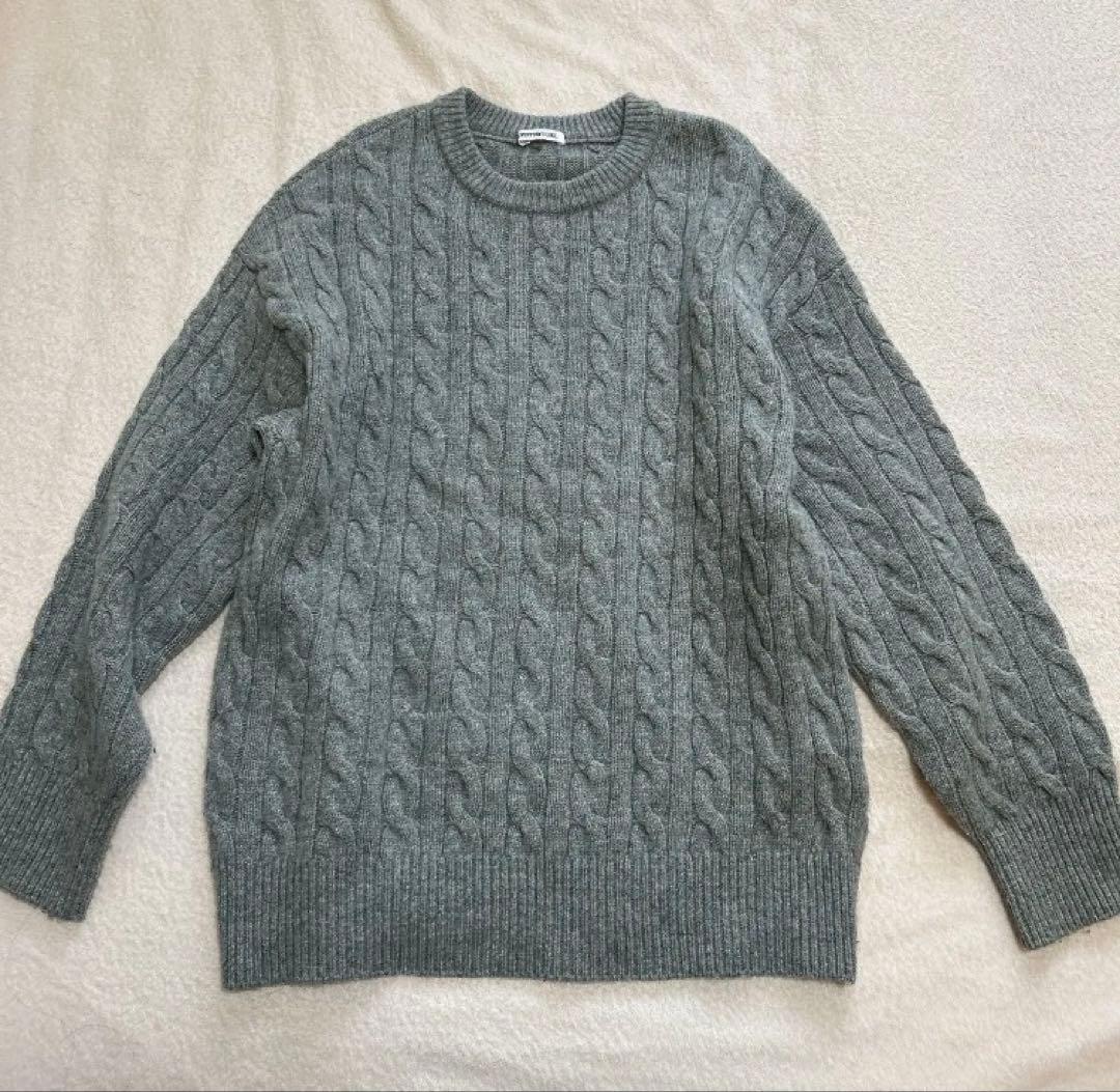 ドゥーズィエムクラス エブリデイアイライク　ケーブルニット カシミヤ混　グレー