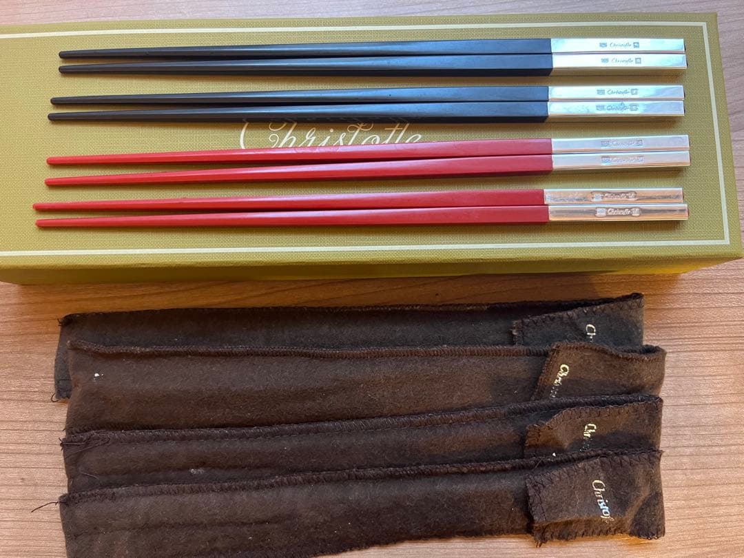 クリストフル　ユニ 箸 4セット ノワール＆ルージュ