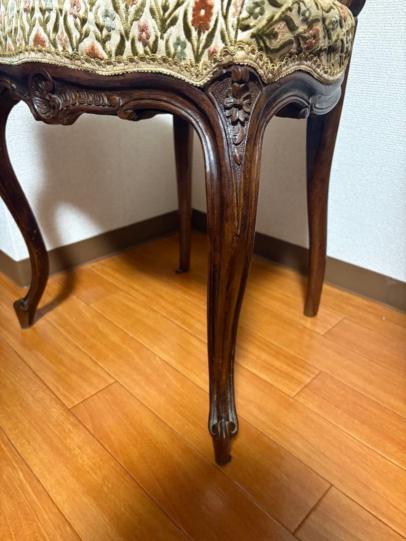 アンティーク家具 椅子 花柄チェア 木製　猫脚