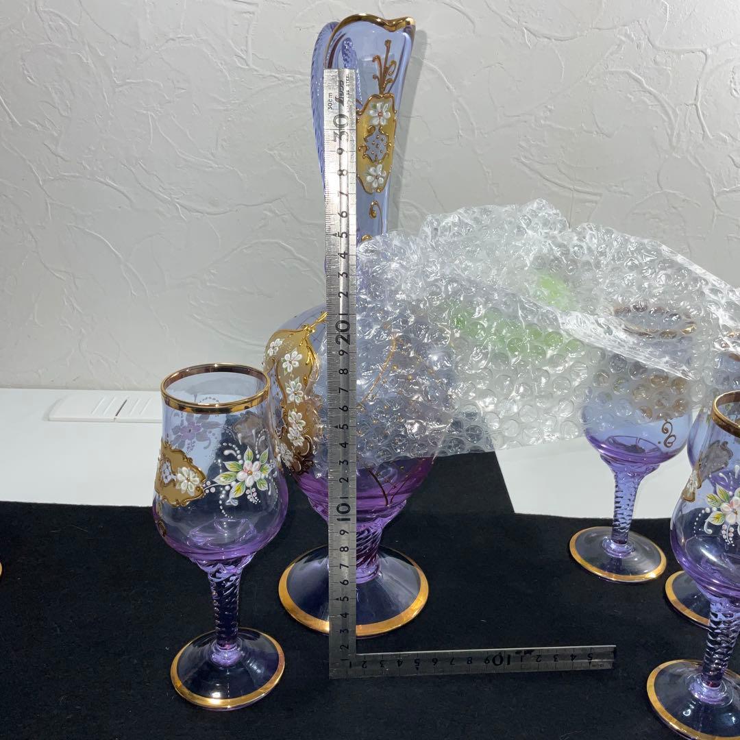 ベネチアンガラス　グラス５　デキャンタ１