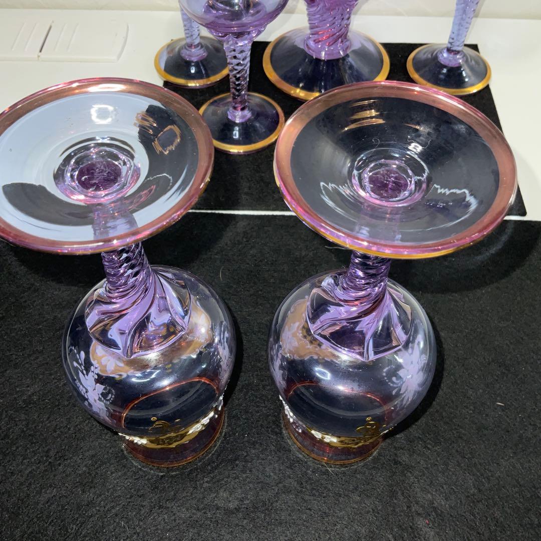 ベネチアンガラス　グラス５　デキャンタ１