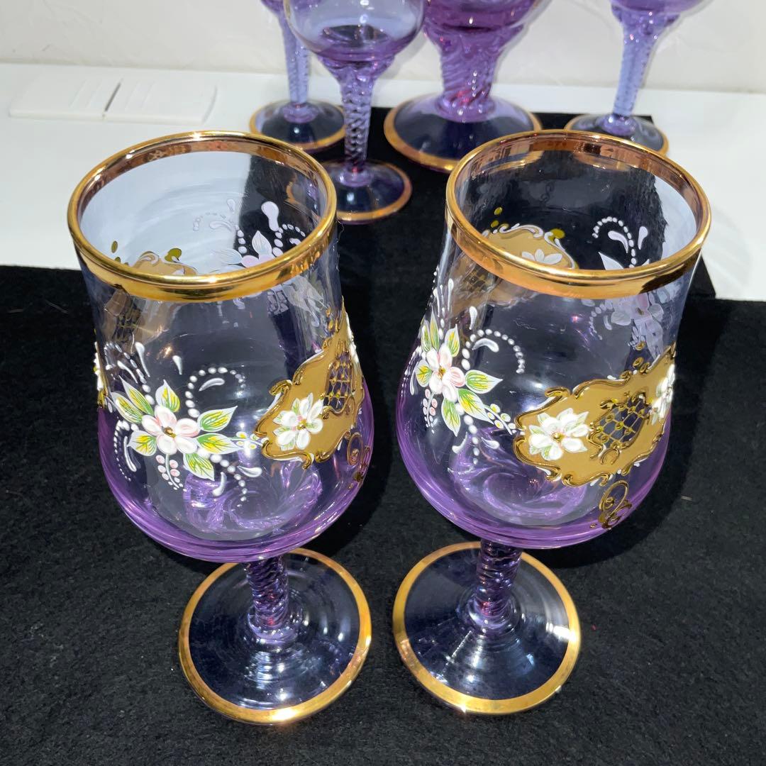 ベネチアンガラス　グラス５　デキャンタ１