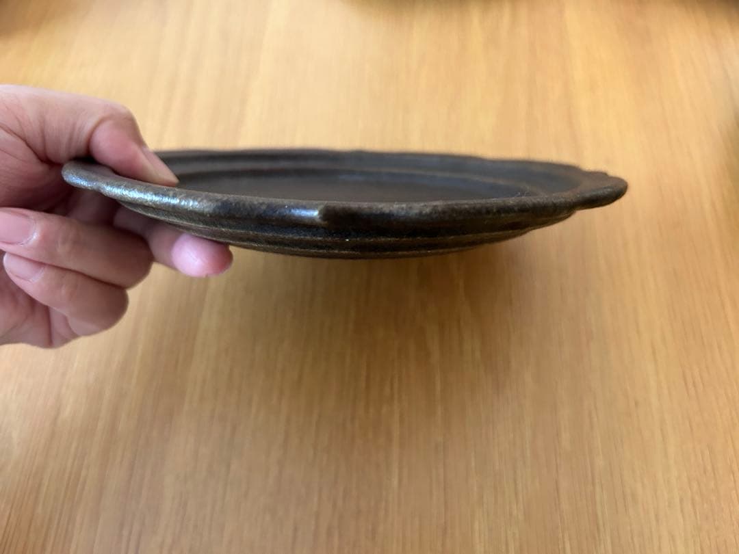 古谷浩一　彫刻皿　6寸　錆釉(焦茶色) ４枚セット