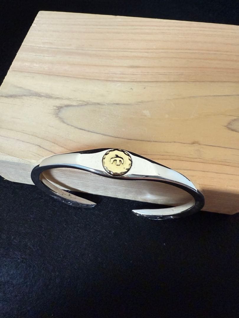 シルバー925 イーグル顔 バングル ブレスレット 金メタル付き