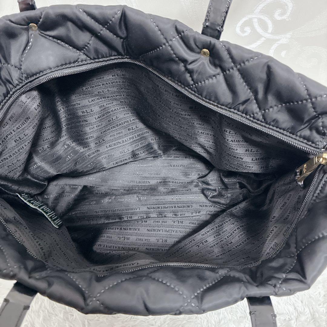 【美品】ローレンラルフローレン キルティング トートバッグ 金ロゴ ミニポーチ