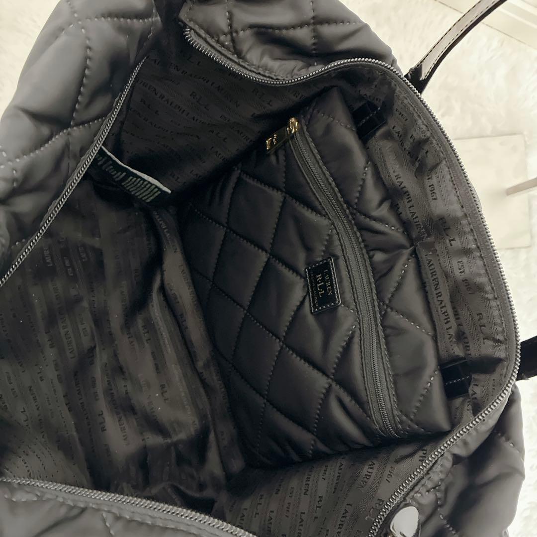 【美品】ローレンラルフローレン キルティング トートバッグ 金ロゴ ミニポーチ