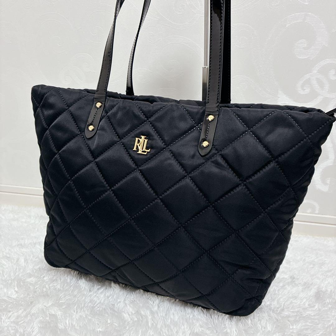 【美品】ローレンラルフローレン キルティング トートバッグ 金ロゴ ミニポーチ