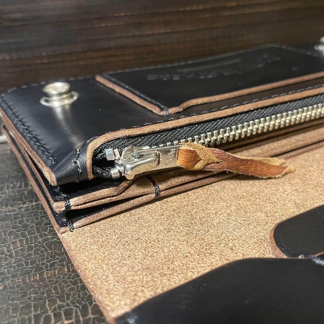 HORWEENクロムエクセル　セミロングトラッカーウォレット3層コンチョカスタム