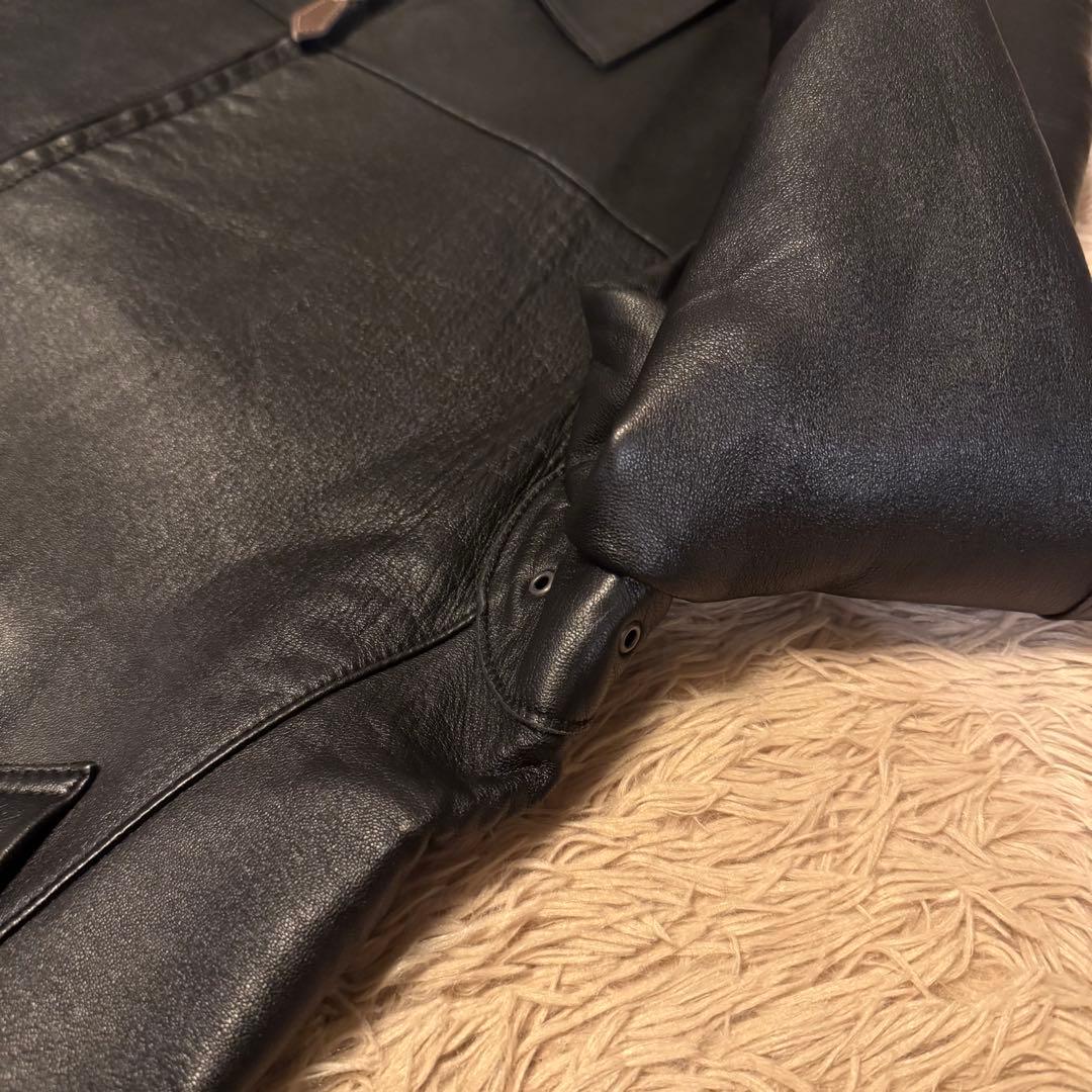 23区HOMME　レザージャケット　ブラック　本革　羊革　ライダース　丈長め