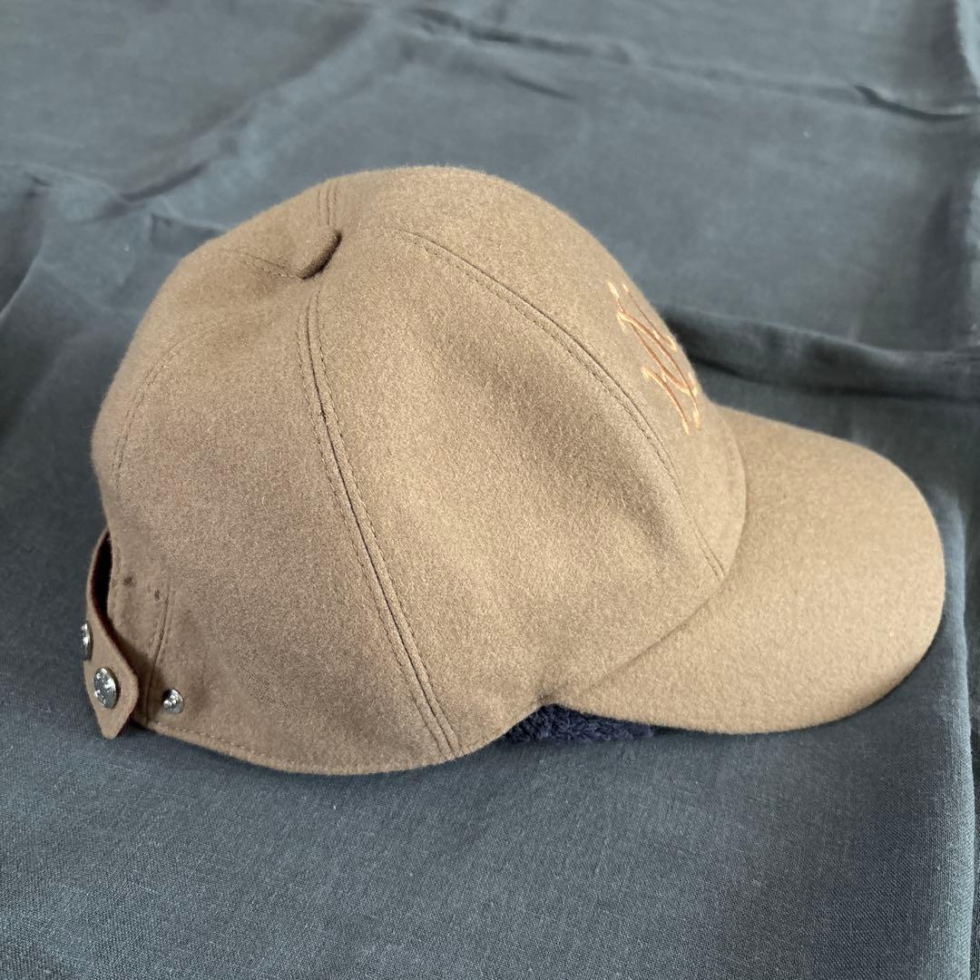 HERMES エルメス　キャップ 57 キャメル　ロゴ
