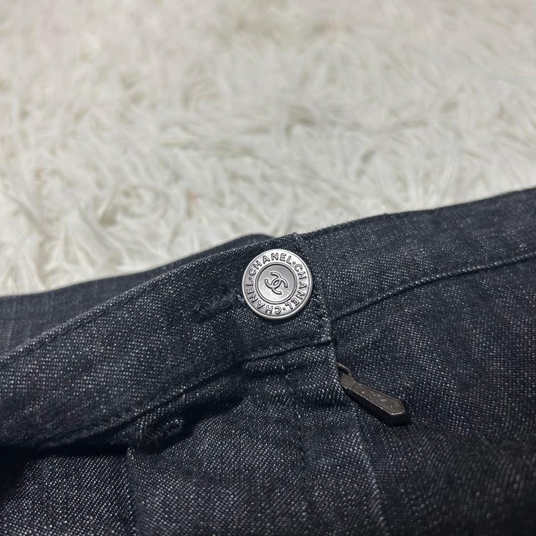 希少✨CHANEL 03A ココマークボタン カシミヤ混 切替 デニムスカート