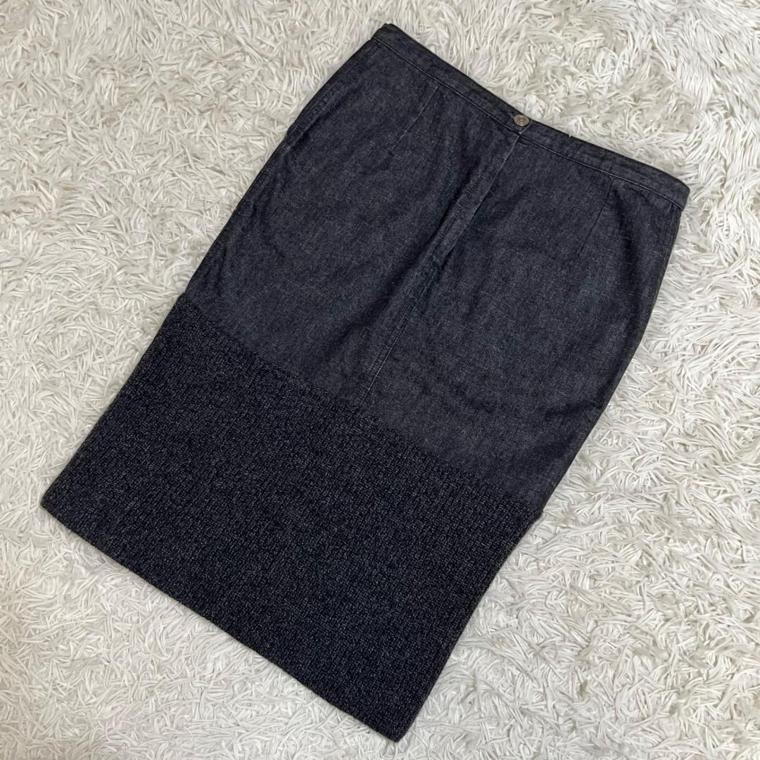 希少✨CHANEL 03A ココマークボタン カシミヤ混 切替 デニムスカート