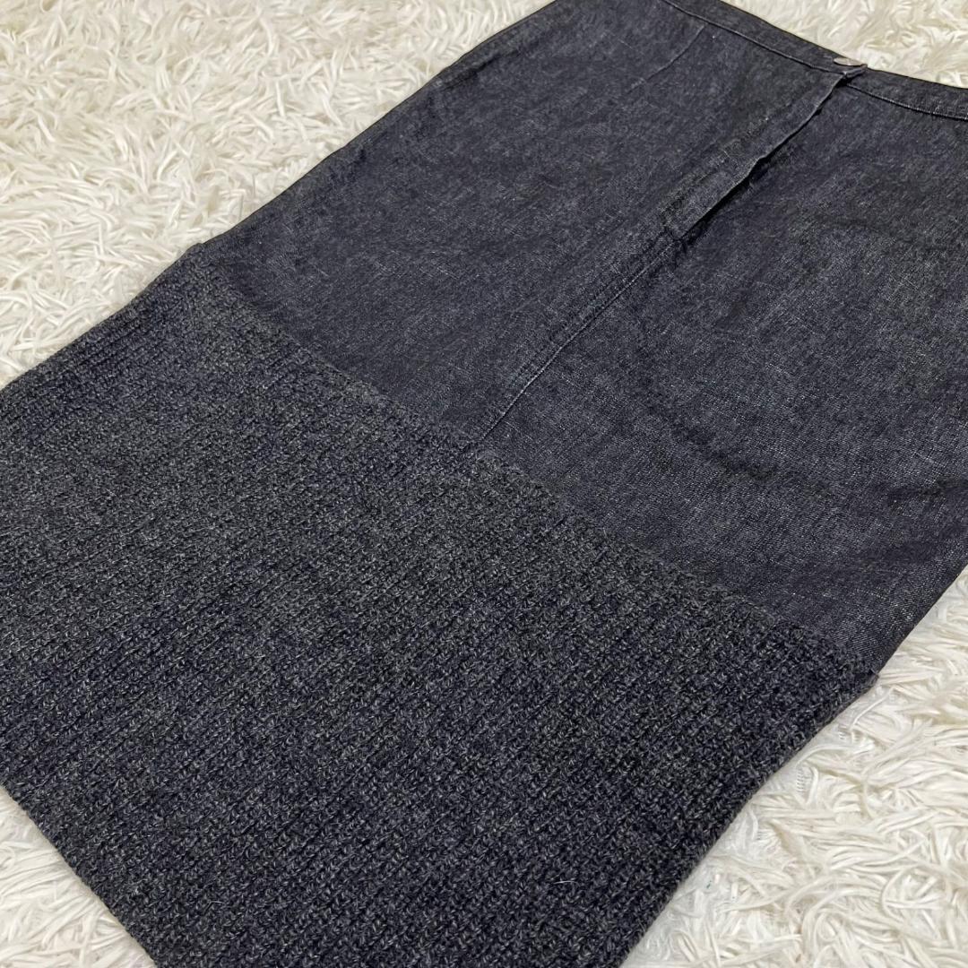 希少✨CHANEL 03A ココマークボタン カシミヤ混 切替 デニムスカート