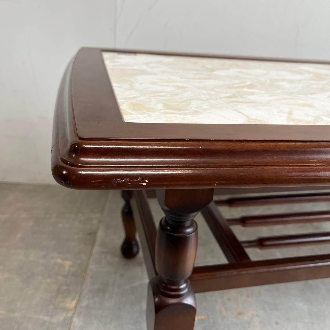 アンティーク オールド カリモク センターテーブル 大理石調 レトロ z512