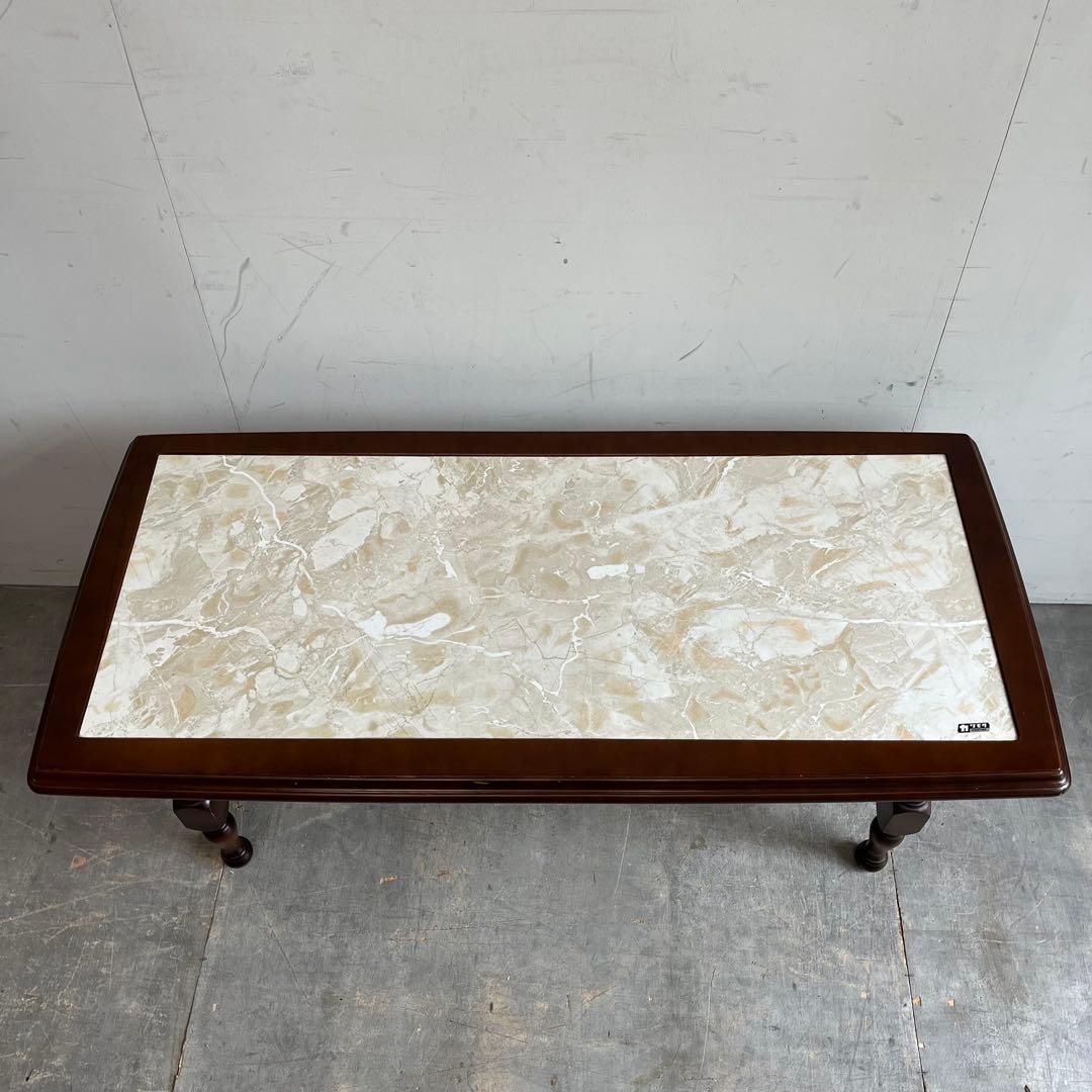 アンティーク オールド カリモク センターテーブル 大理石調 レトロ z512