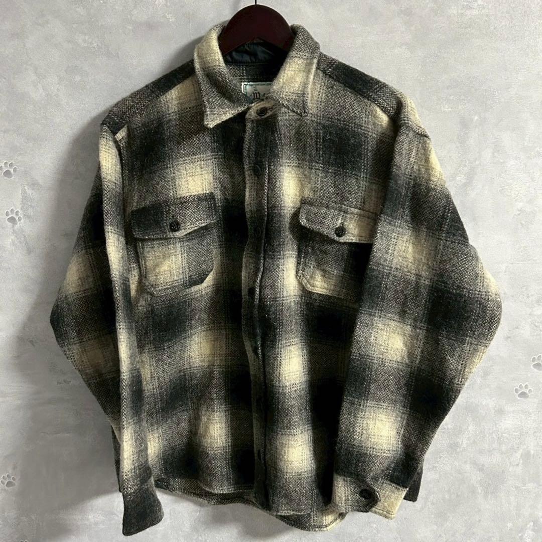 70s Melton USA製 CPO ネルシャツ オンブレ シャドー チェック