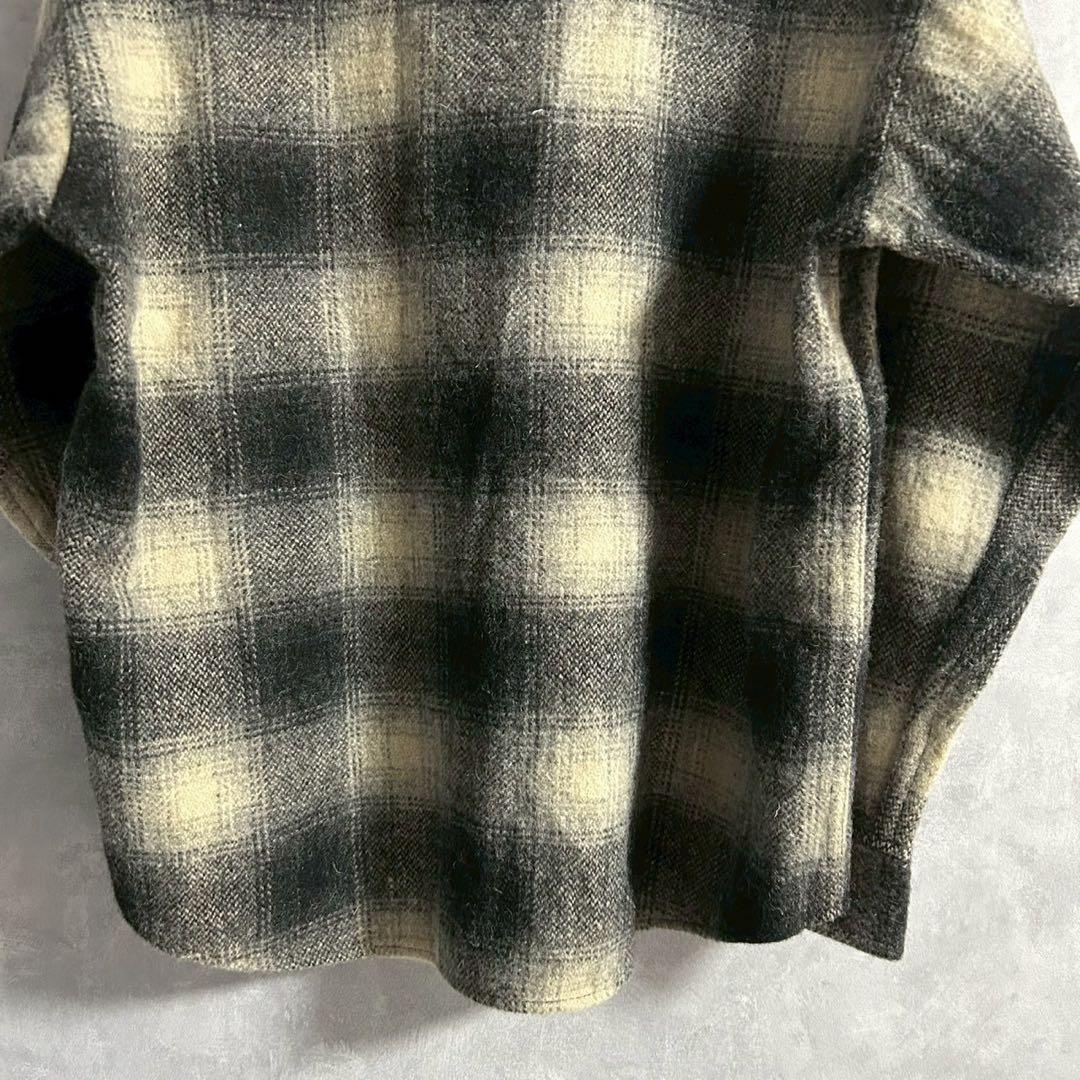 70s Melton USA製 CPO ネルシャツ オンブレ シャドー チェック