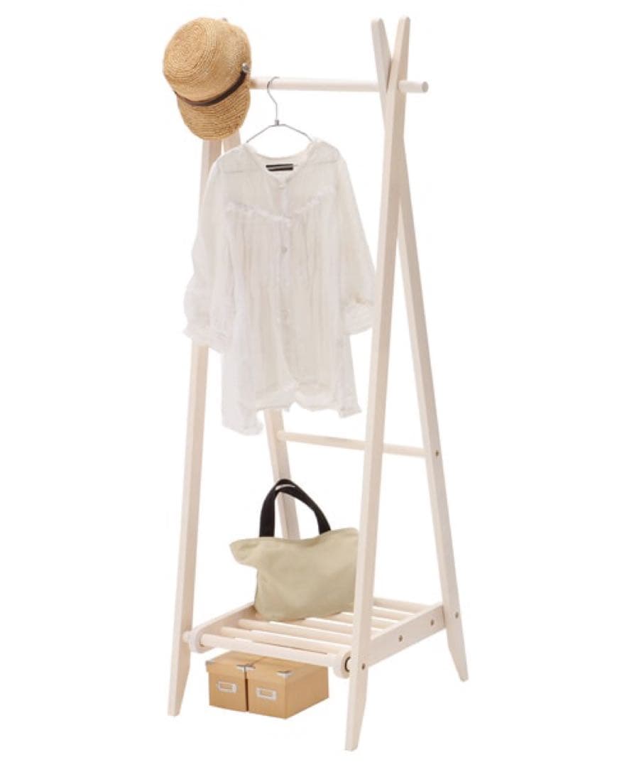 ハンガーラック/アフタヌーンティー/折りたたみ/天然木/ラバーウッド/ホワイト