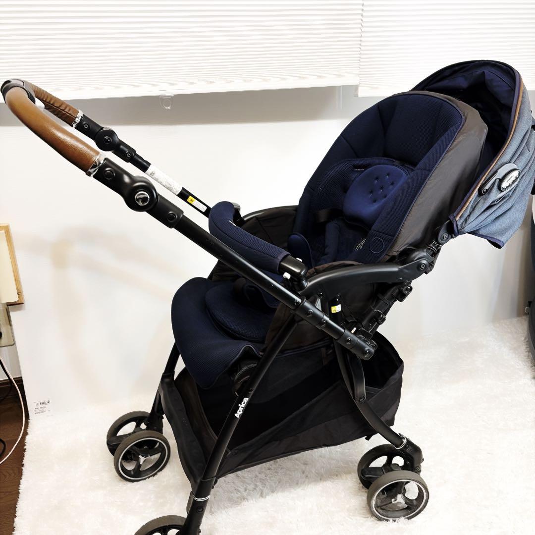 美品 Aprica アップリカ ラクーナビッテクッション　ベビーカー　レザー