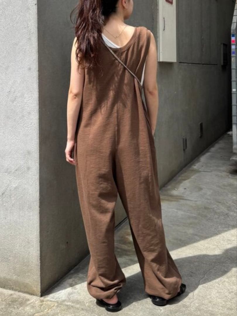 willow スラブ裏毛裾ドロストオールインワン