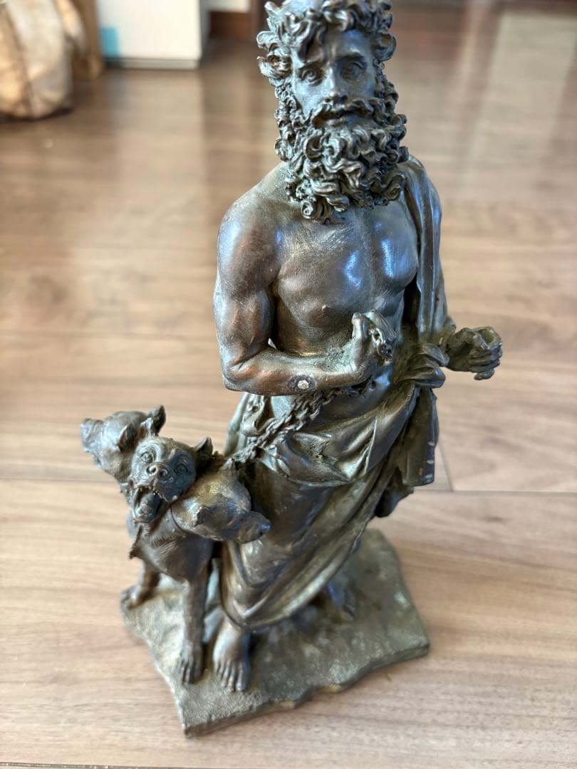 古代神話3つの地獄の犬彫像冥王ハーデスモデルキャラクター彫刻戦士騎士 古銅製