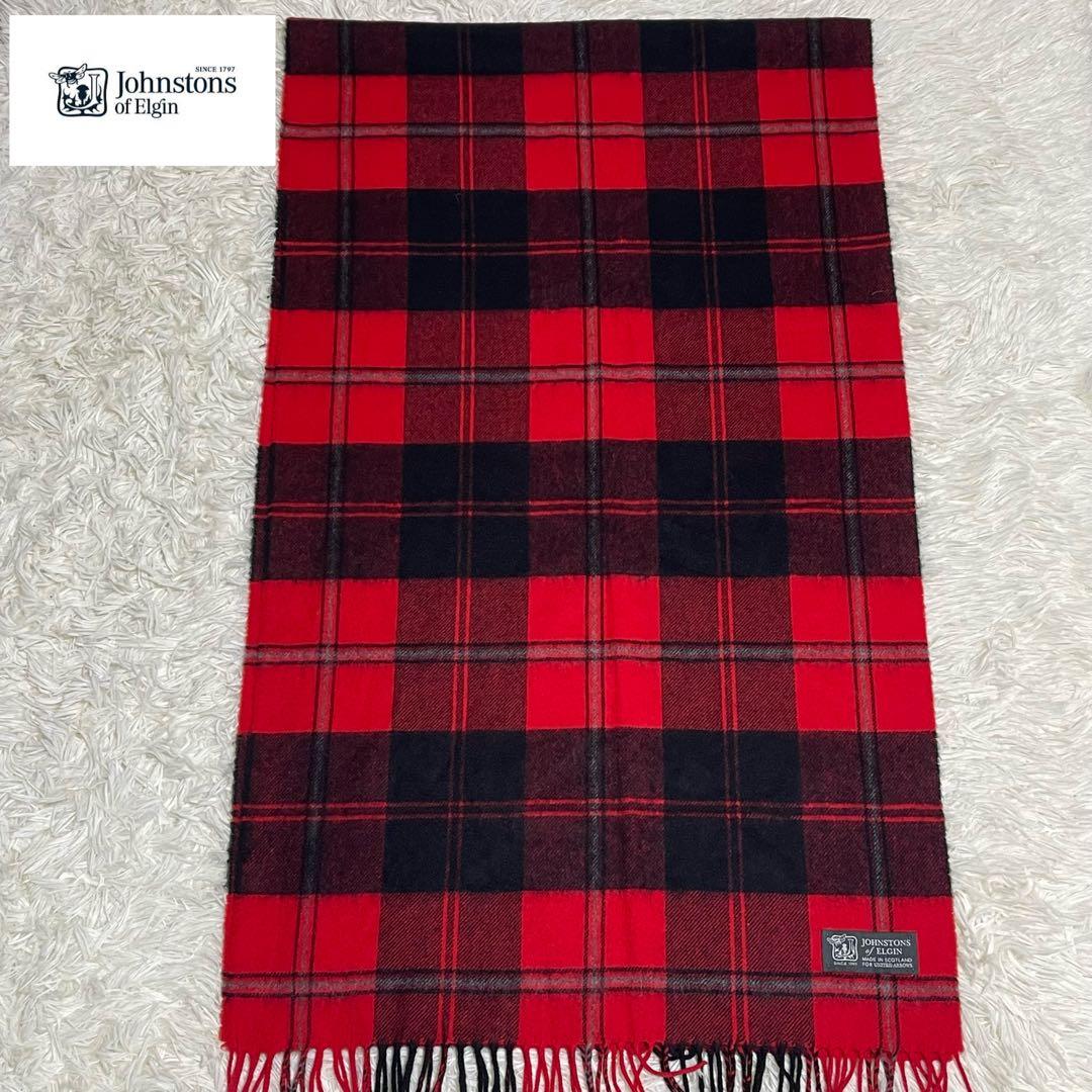 Johnstons カシミヤストール UA別注 タータンチェック 赤