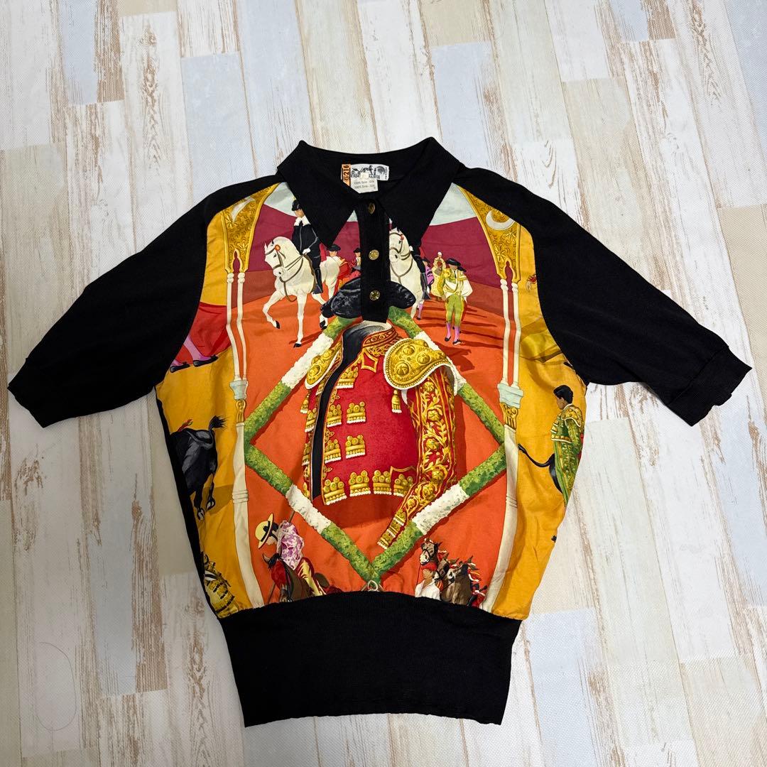 HERMES シルク 半袖シャツ 38
