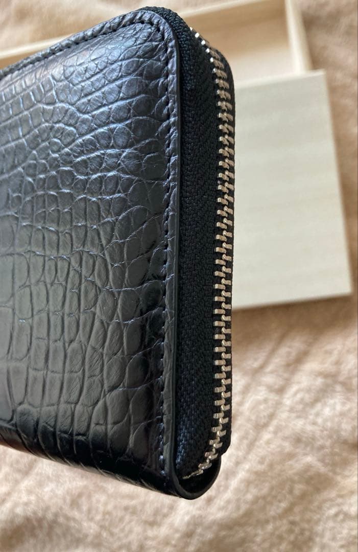 JRA認定 クロコダイル一枚革 ポロサス 長財布 ブラック