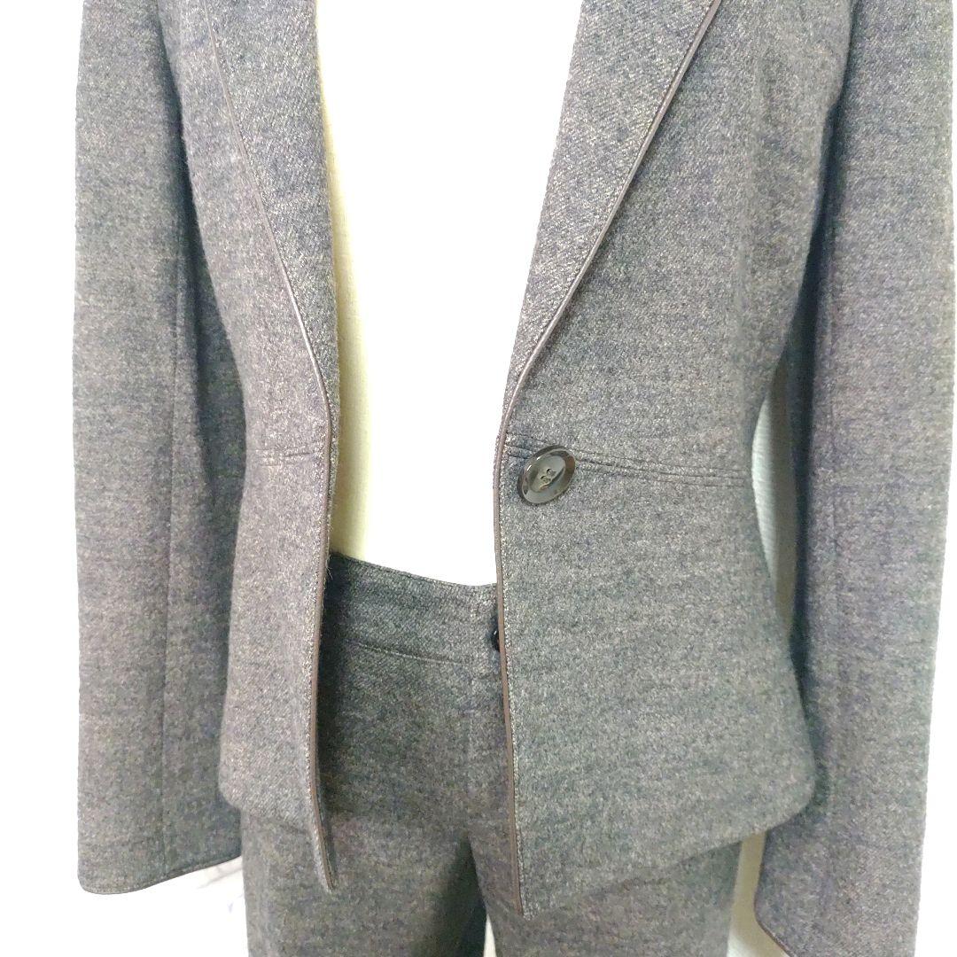 自由区 パンツスーツ チャコールグレー ウール 40