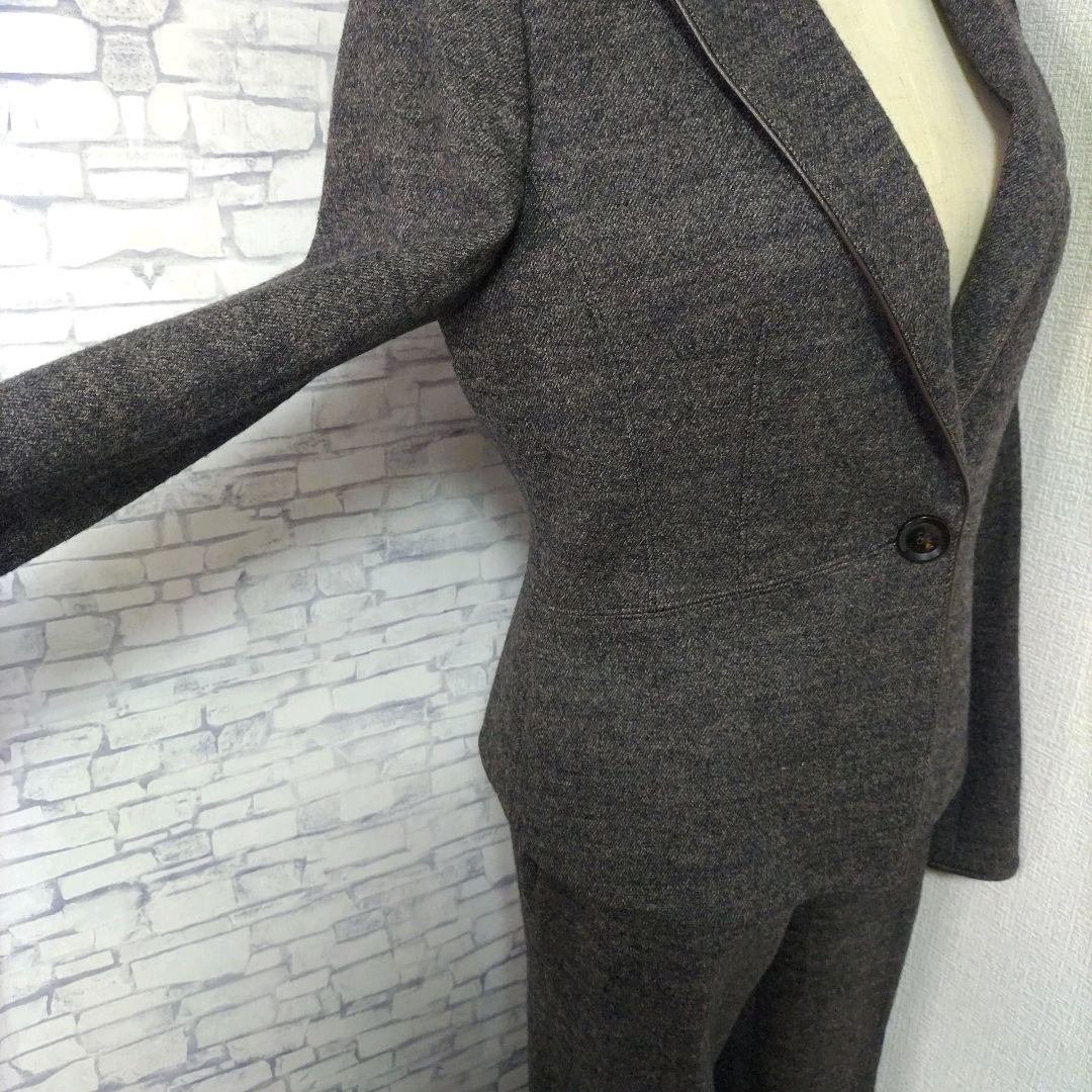 自由区 パンツスーツ チャコールグレー ウール 40