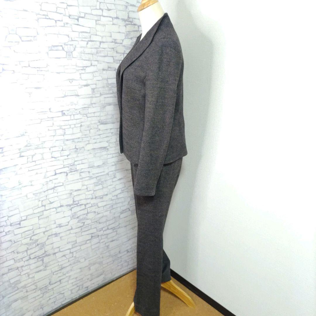 自由区 パンツスーツ チャコールグレー ウール 40