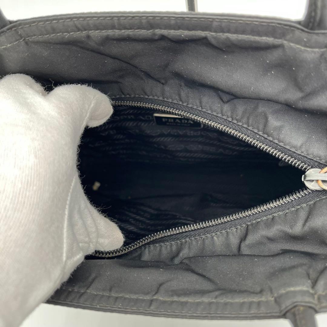 PRADA ハンドバッグ トートバッグ 手提げ 三角ロゴ テスートナイロン 黒