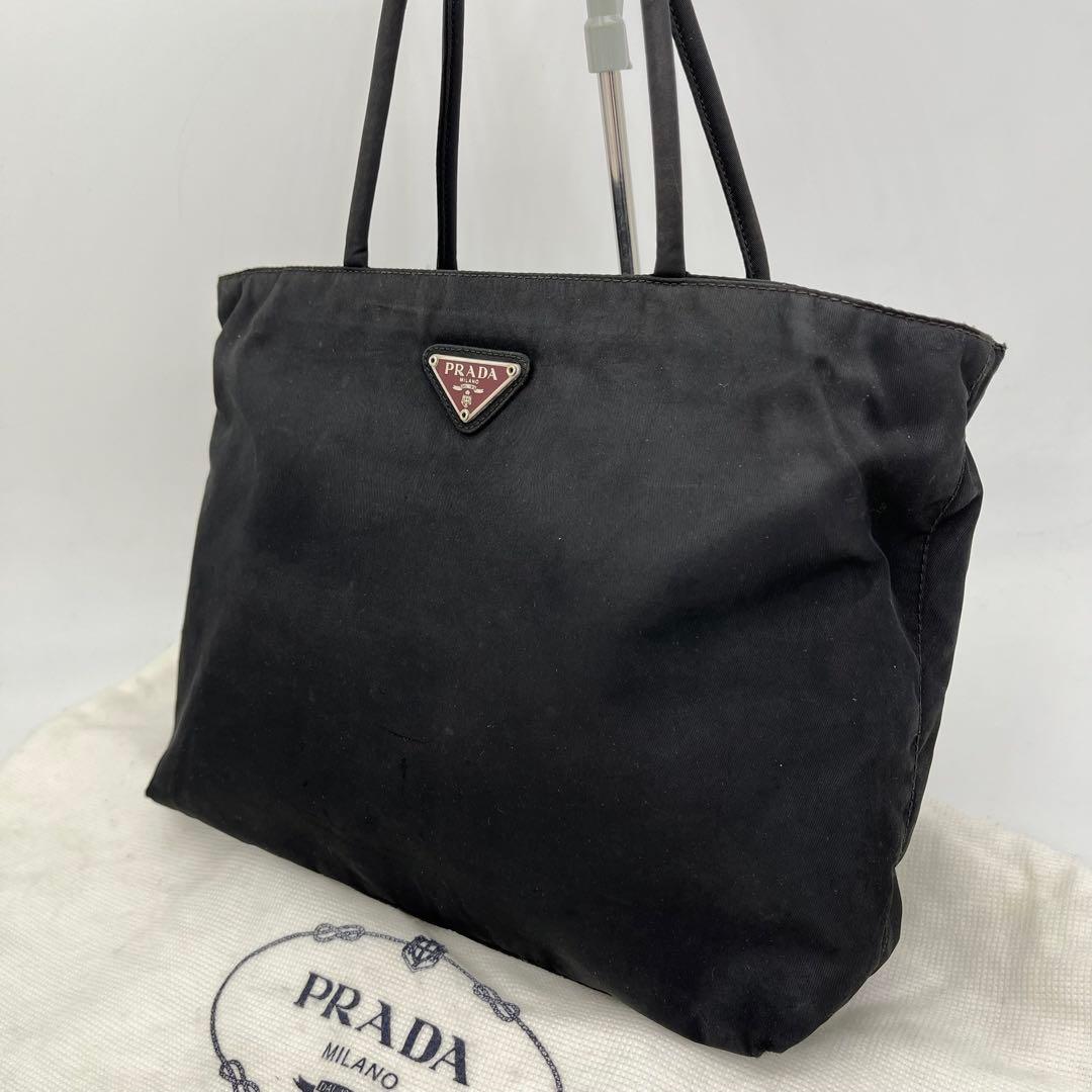 PRADA ハンドバッグ トートバッグ 手提げ 三角ロゴ テスートナイロン 黒