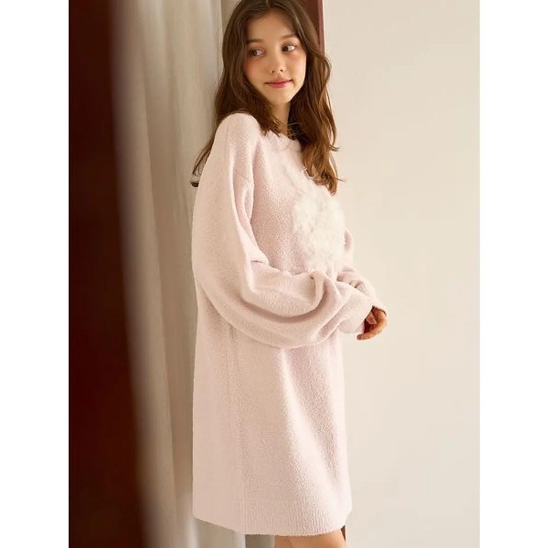 新品 ジェラートピケ ベビモコラビットジャガードワンピース ピンク