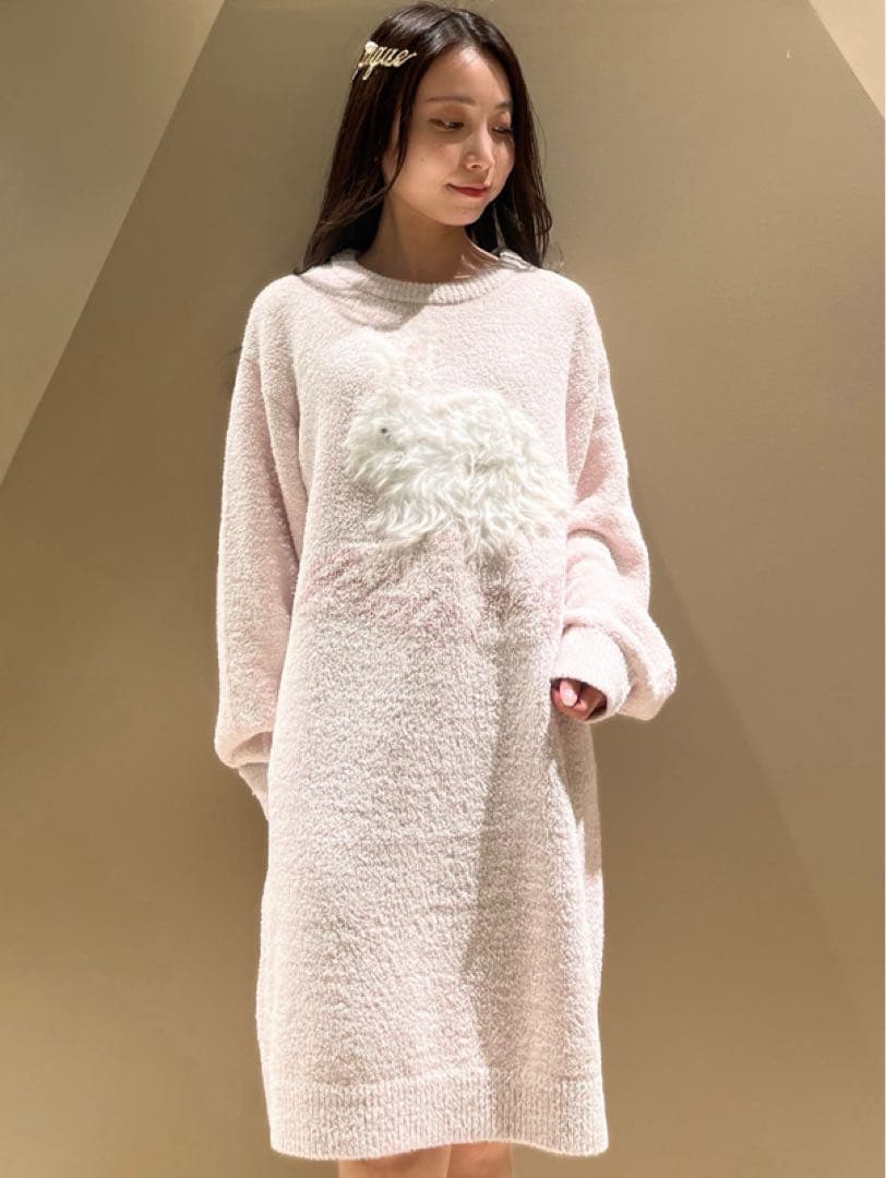 新品 ジェラートピケ ベビモコラビットジャガードワンピース ピンク