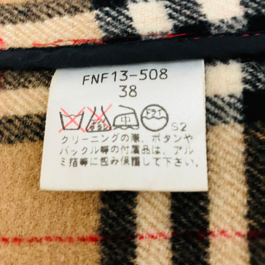 バーバリーブルーレーベル ダッフルコート 38 赤　ノバチェック ロング ウール