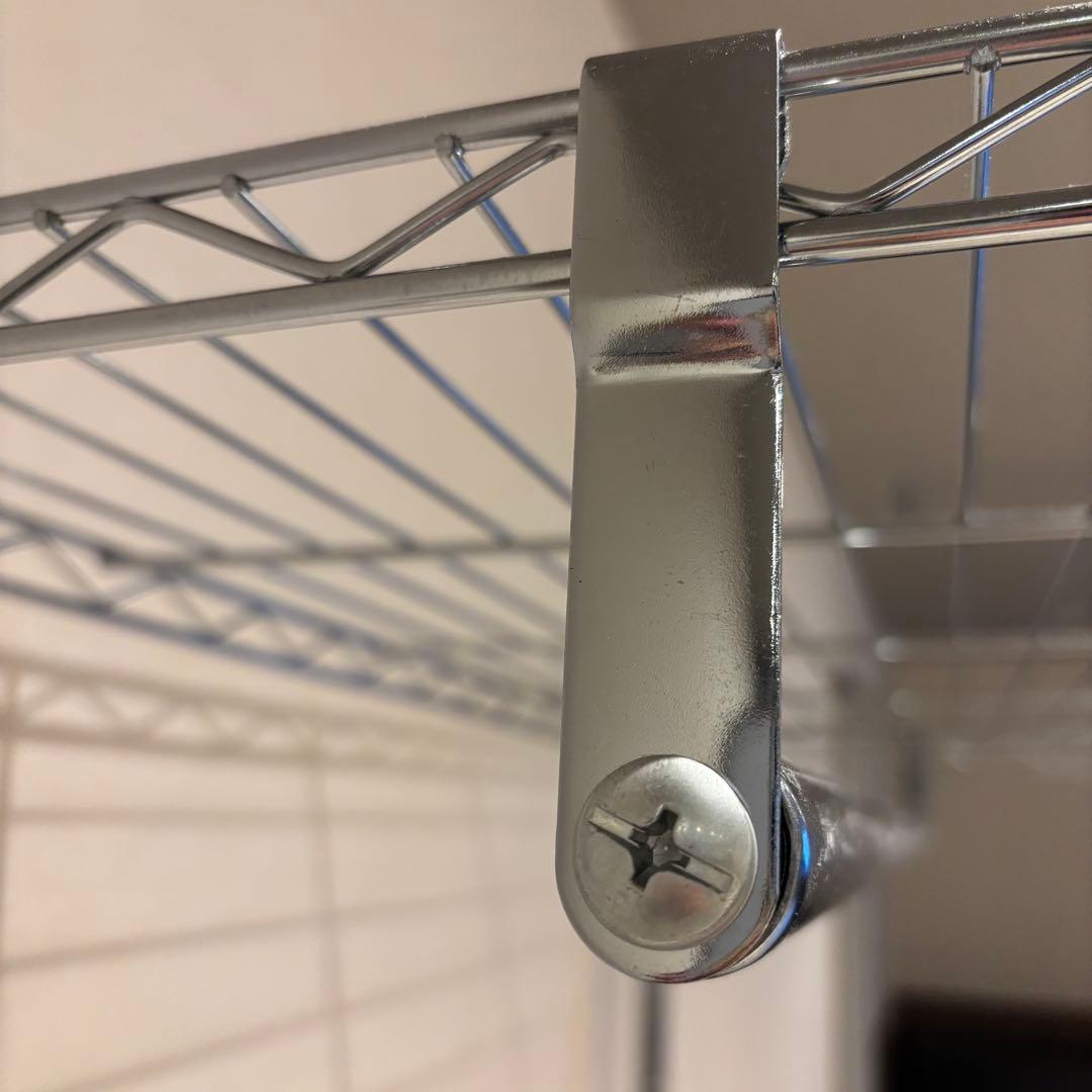 スチールラック 3段 シルバー　ハンガーラック付き