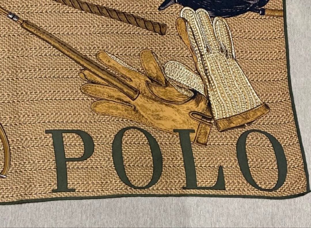 S*読様 POLO ラルフローレン スカーフ 茶系 馬具柄 鞍シルク