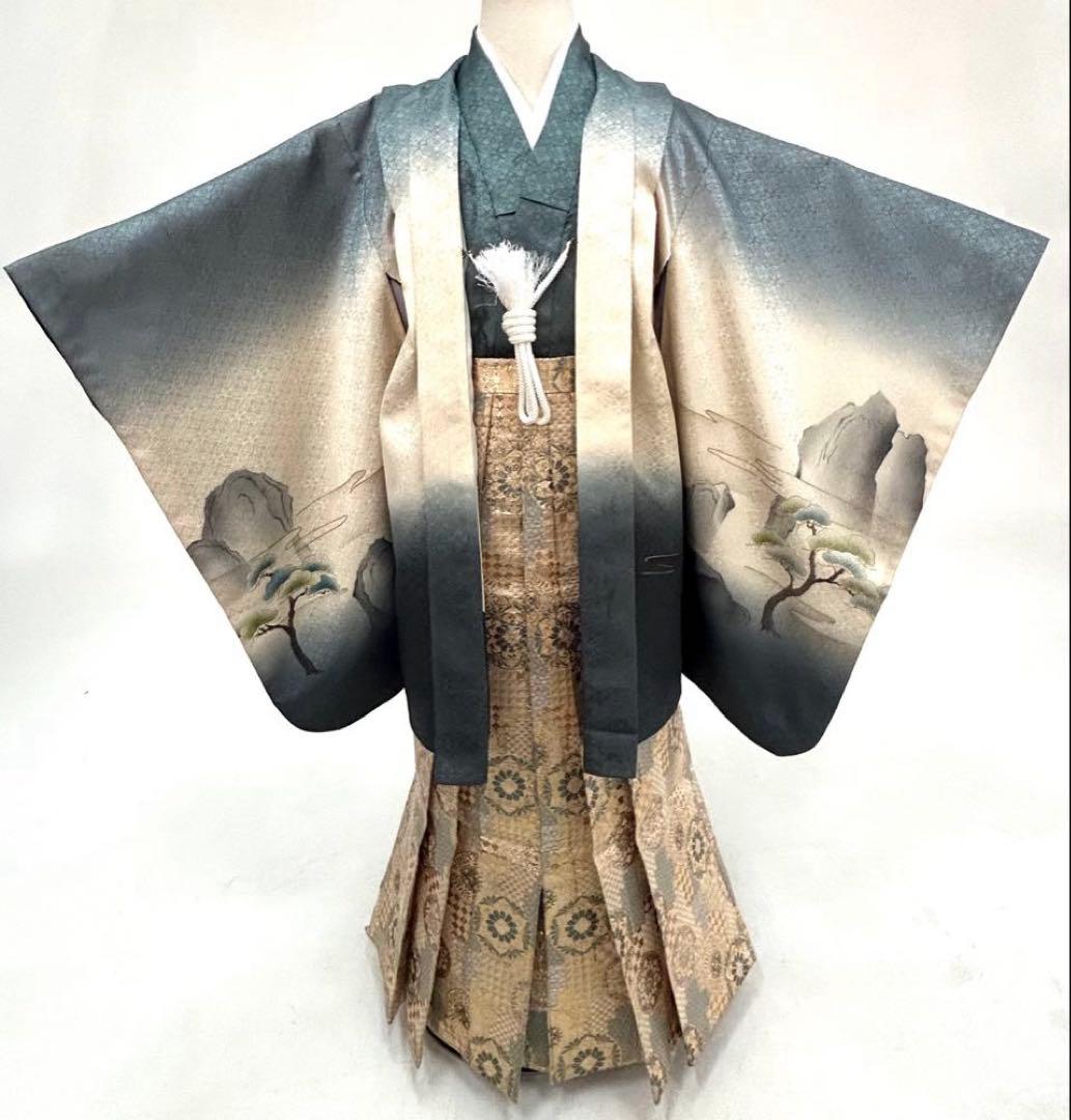 七五三５歳 正絹羽織・羽織紐・着物・長襦袢・袴・帯・懐剣・ 肩上げ済み