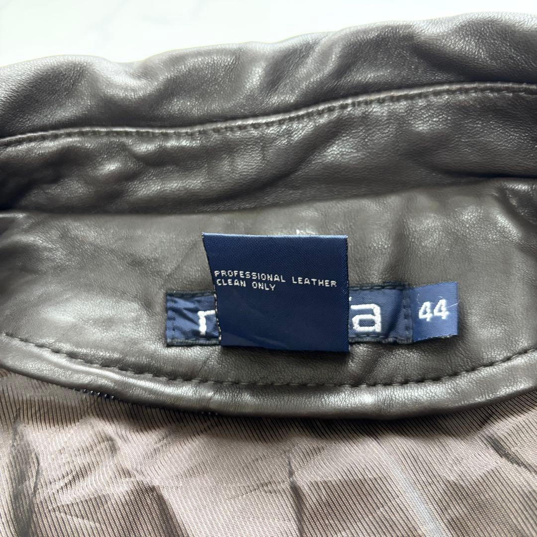 ノーティカ レザージャケット 羊革 短丈 ボックス型 ブラウン XL 相当