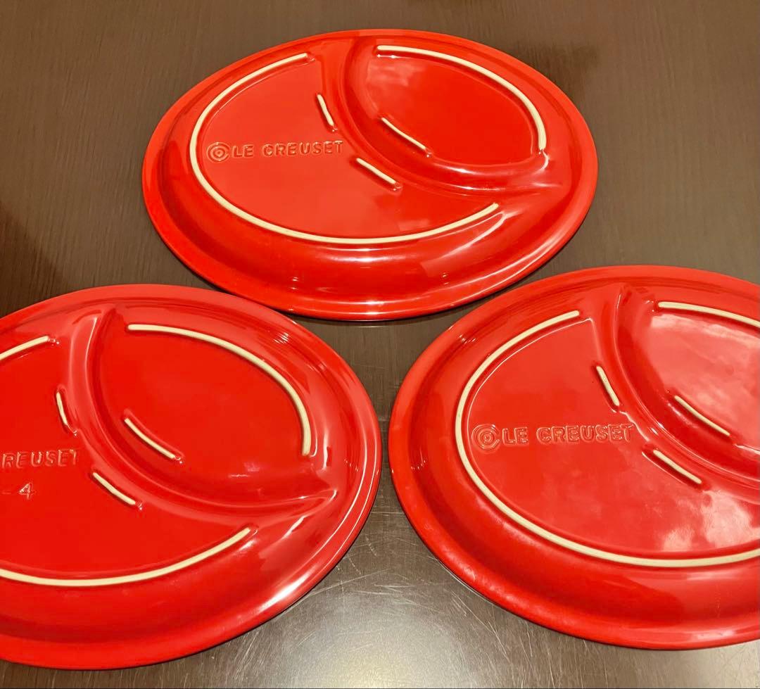 チェリーレッド マルチオーバルプレートM 3枚セット