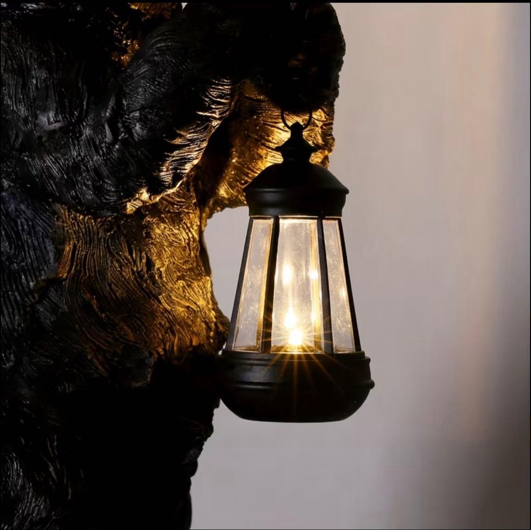 ソーラー ランタン 熊 置物 ガーデンライト 高さ50cm 屋外 レジン製