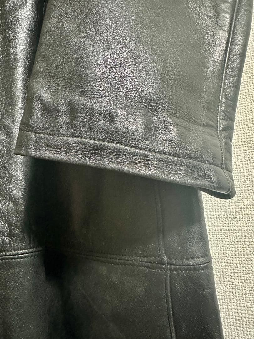 黒 レザー(本革) チェスターコート ロング