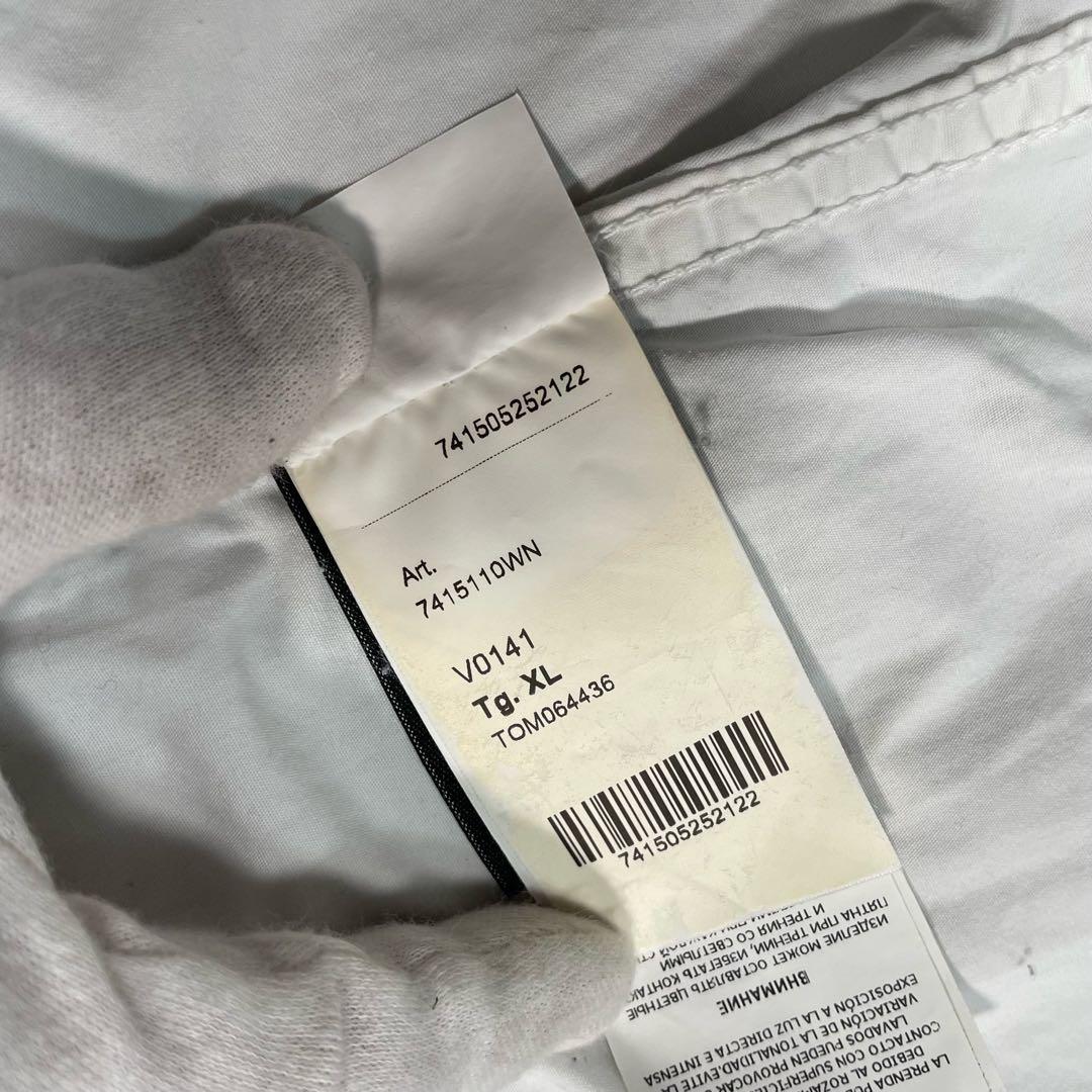 ストーンアイランド　ガーメントダイコットンワークシャツ　ホワイト　XL