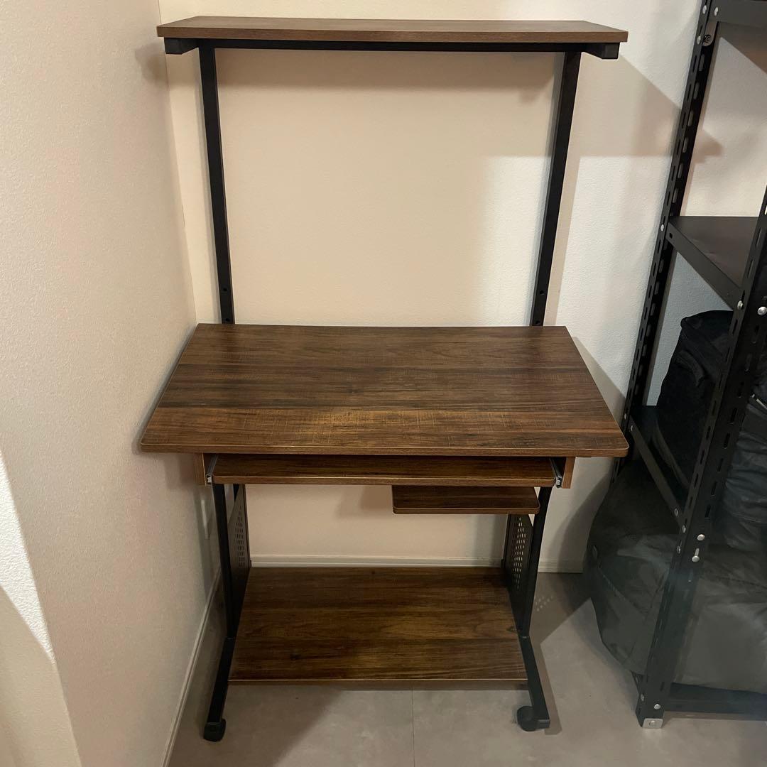 パソコンデスク PC机　幅80cm 収納ラック付き 木製　ワークデスク学習机