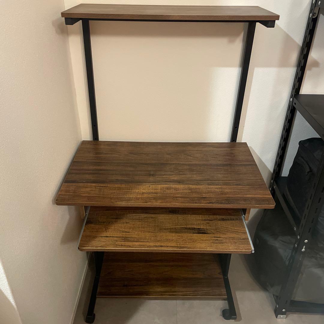 パソコンデスク PC机　幅80cm 収納ラック付き 木製　ワークデスク学習机