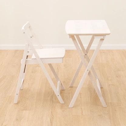 【省スペース】天然木 折りたたみデスク＆チェア