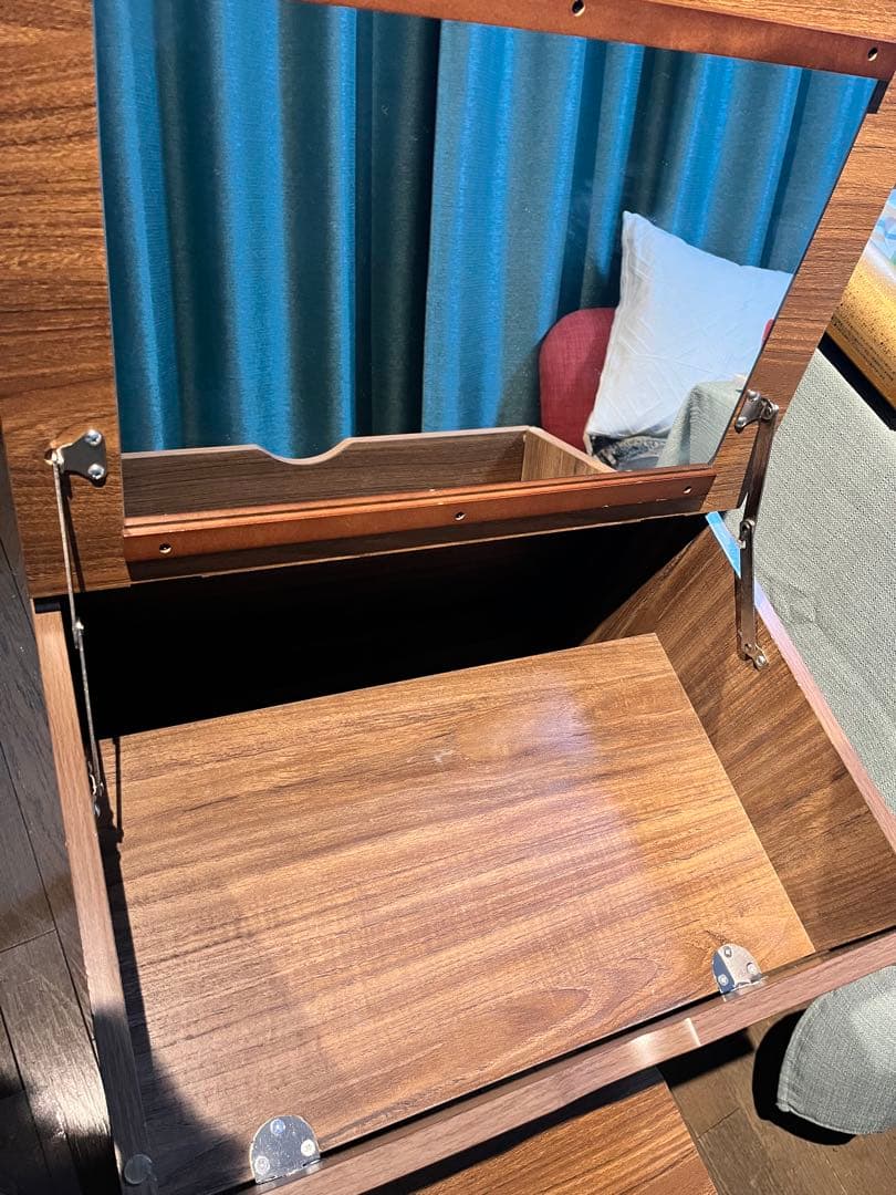 ウッド調ドレッサー・鏡台 引き出し付き