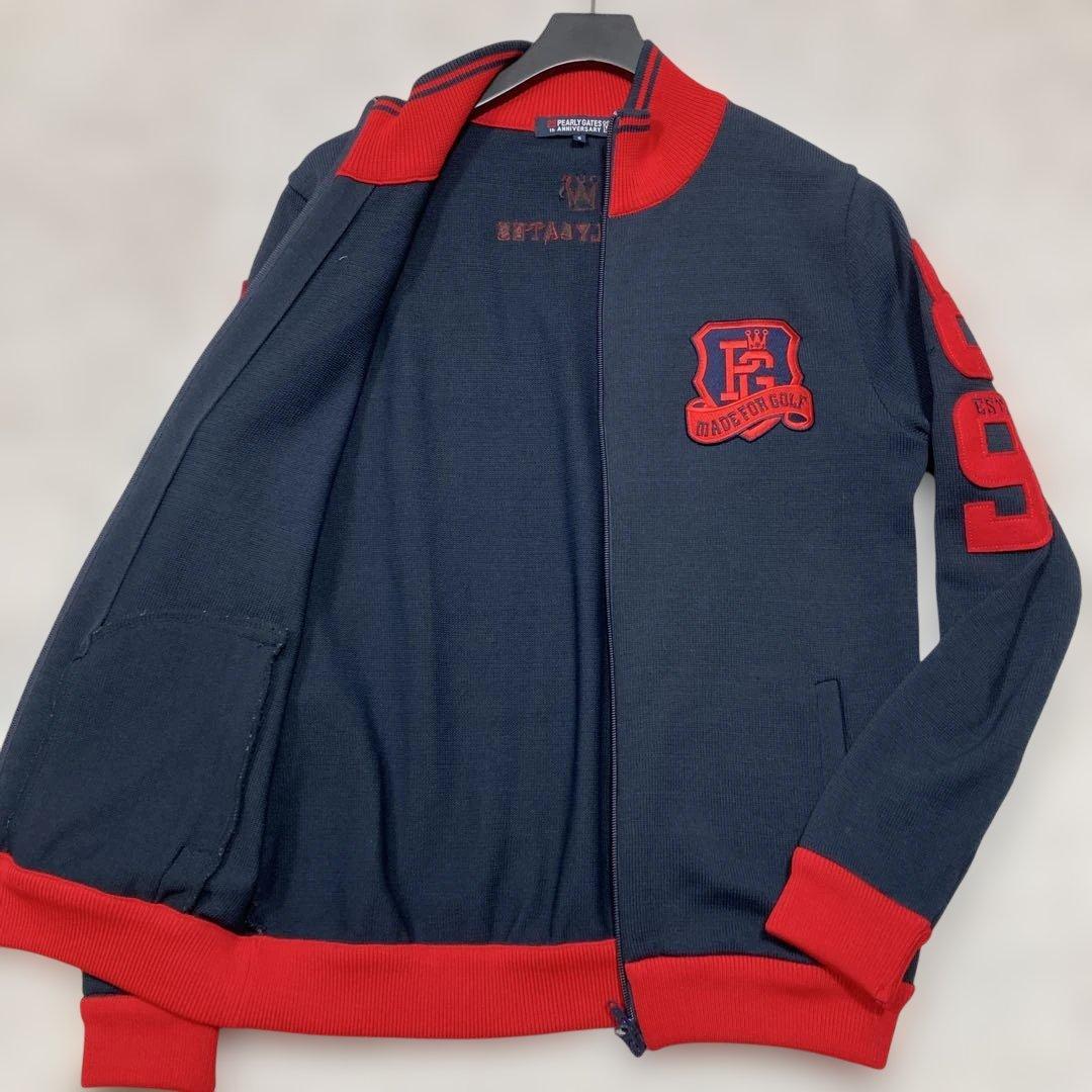 未使用級 パーリーゲイツ ドライバーズニット 25周年記念品 紺 赤 サイズ5